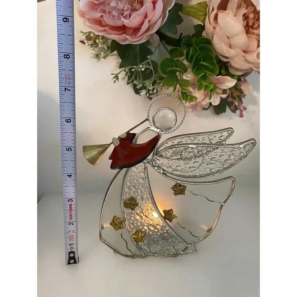 Angel & Trumpet Votive Glass Silver Plated Candle Holder International Silver Co